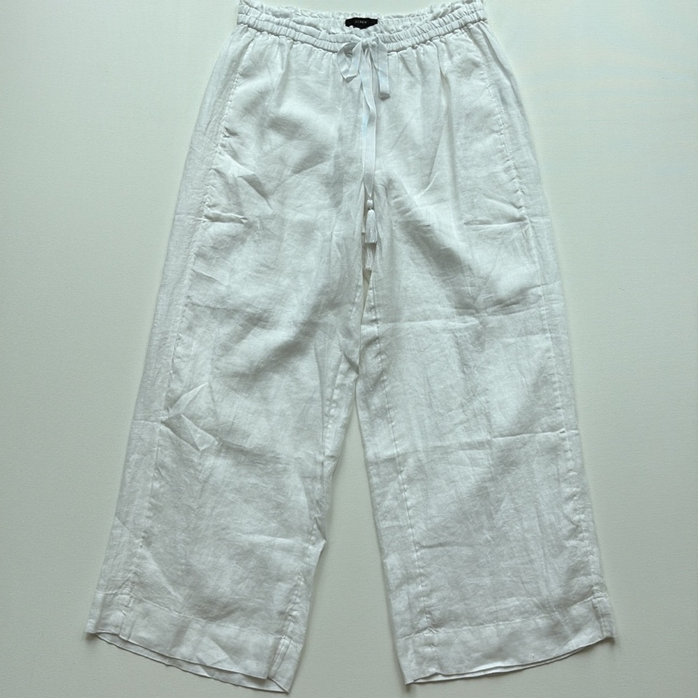 J.Crew Drawstring Linen Pant- NWT- White- Size SMALL - Picture 3 of 8